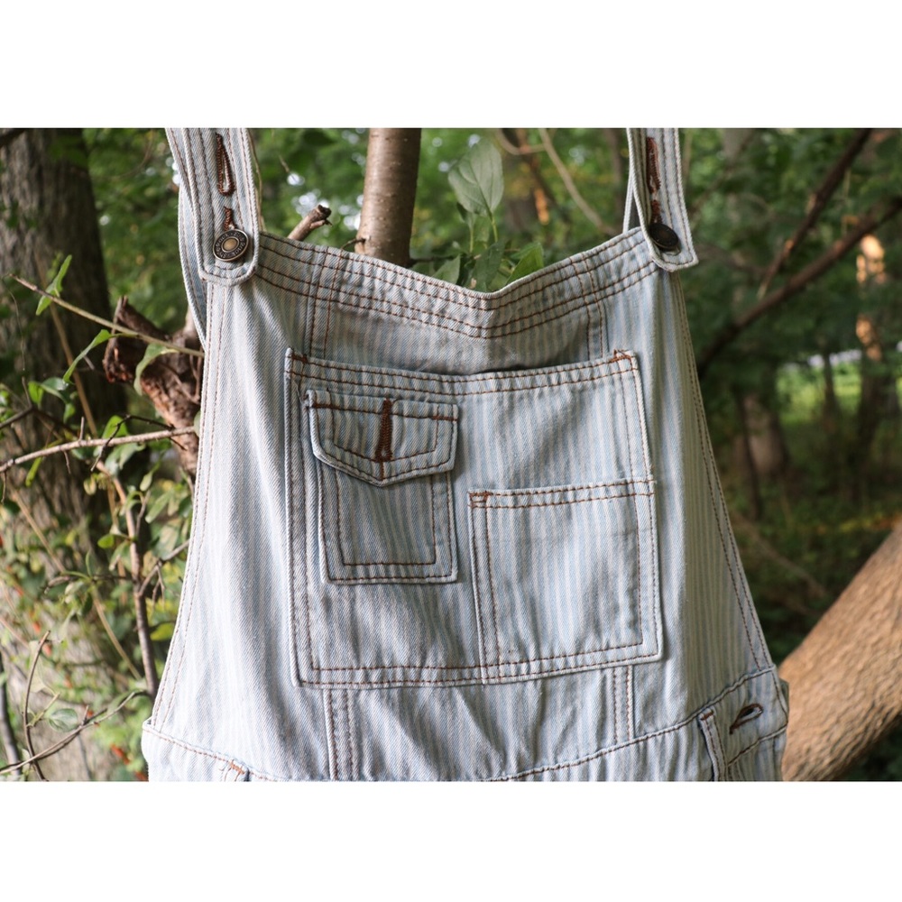 Style rack pin striped overalls from a boutique